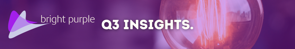 bright purple logo on dark purple background, with an image of a lightbulb 