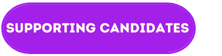Ivory text against purple background (oval shape). SUPPORTING CANDIDATES