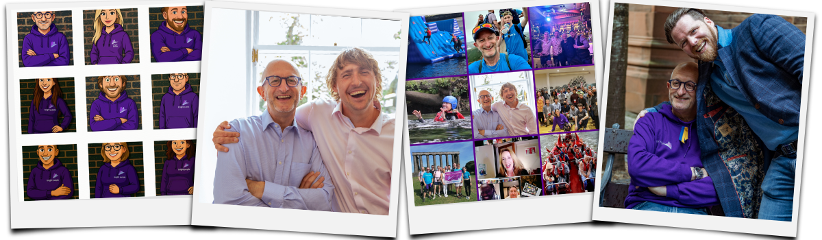 Picture collage of Bright Purple employees