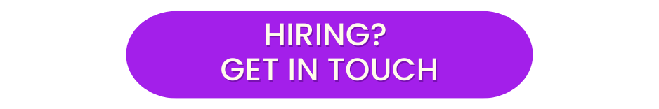 Ivory text on purple background: HIRING? GET IN TOUCH