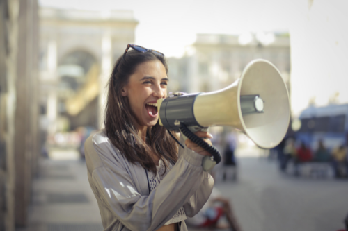 Women with megaphone