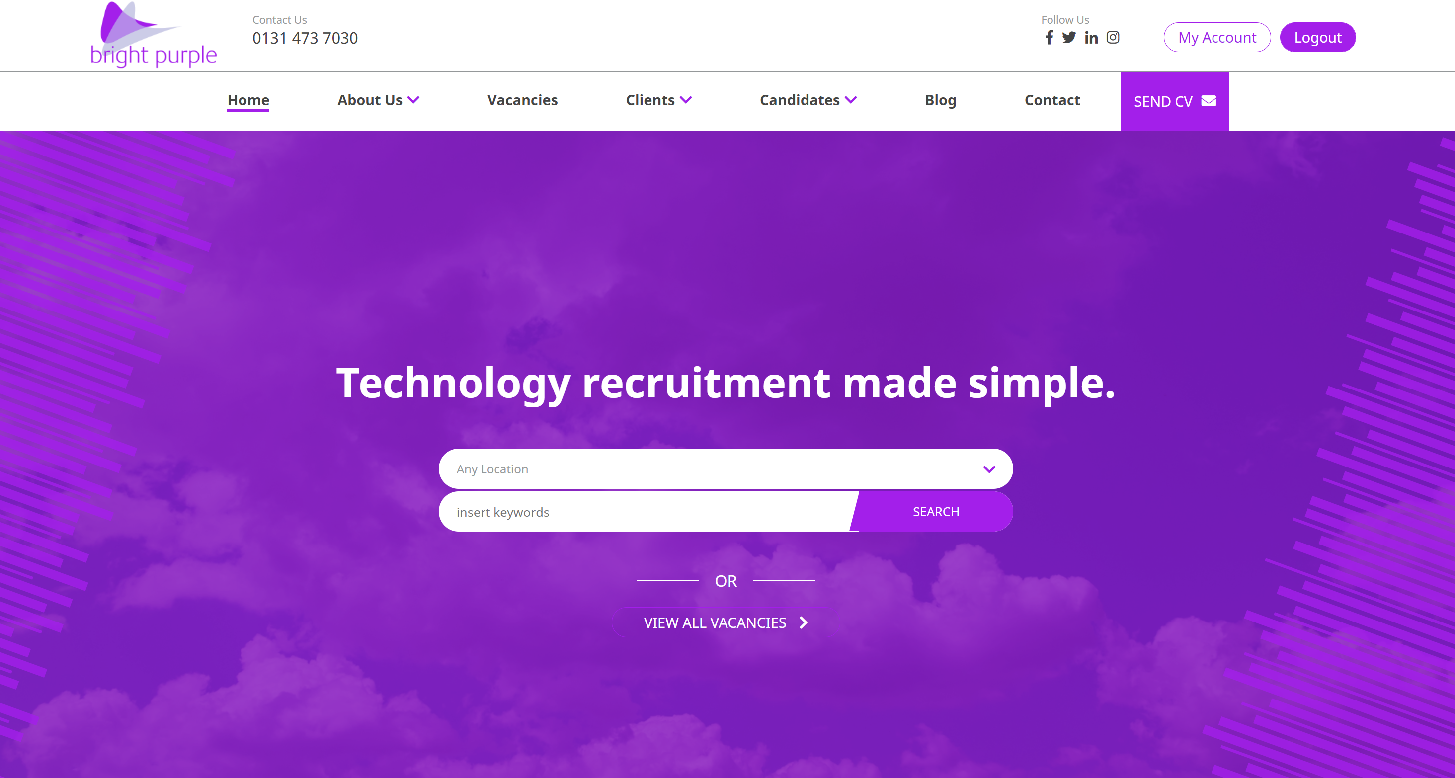 The Bright Purple website homepage