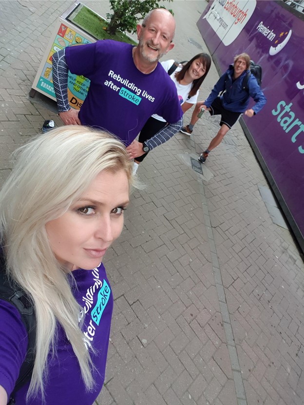 Bright Purple team relay for the Stroke Association.